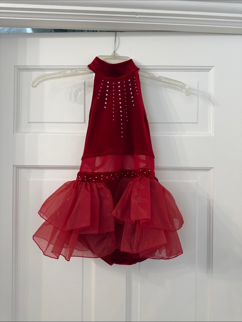 Weissman Red Girls' Dance Dress with Rhinestone Accents